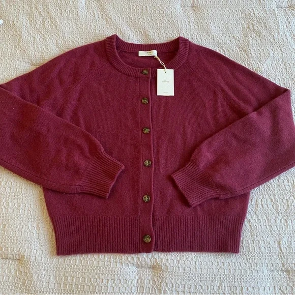 NWT Aritzia Wilfred London Wool Cashmere Cardigan Cordovan Red Small Sweater - Picture 6 of 15